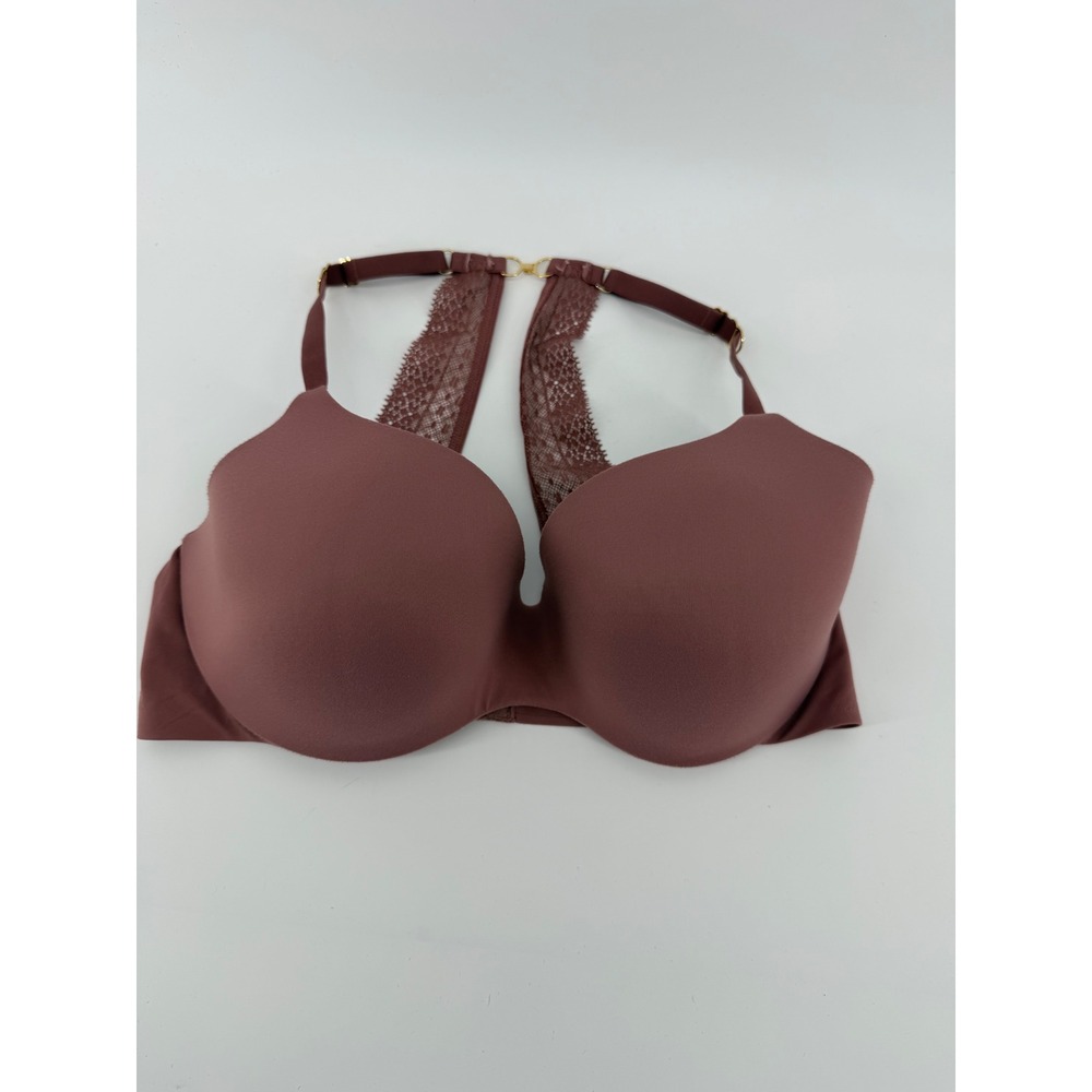 Victoria's Secret T-Shirt Bra 36D Mauve Pink Lace Racerback Underwire Gold Item